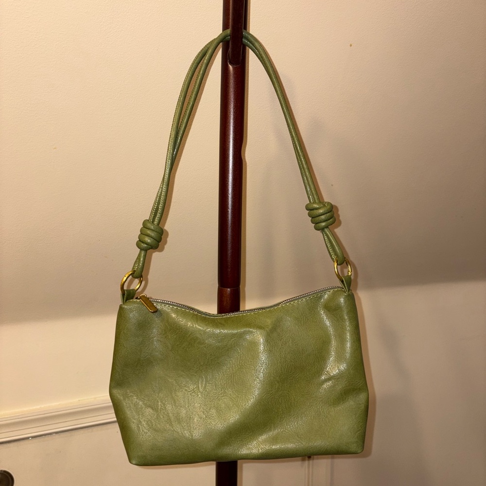 Green Faux Leather Shoulder Bag